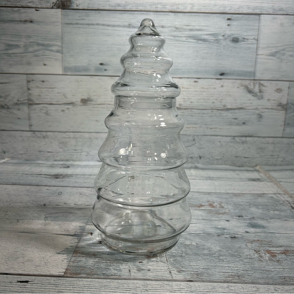 Anchor Hocking 2 Piece Crystal Christmas Tree Made In USA